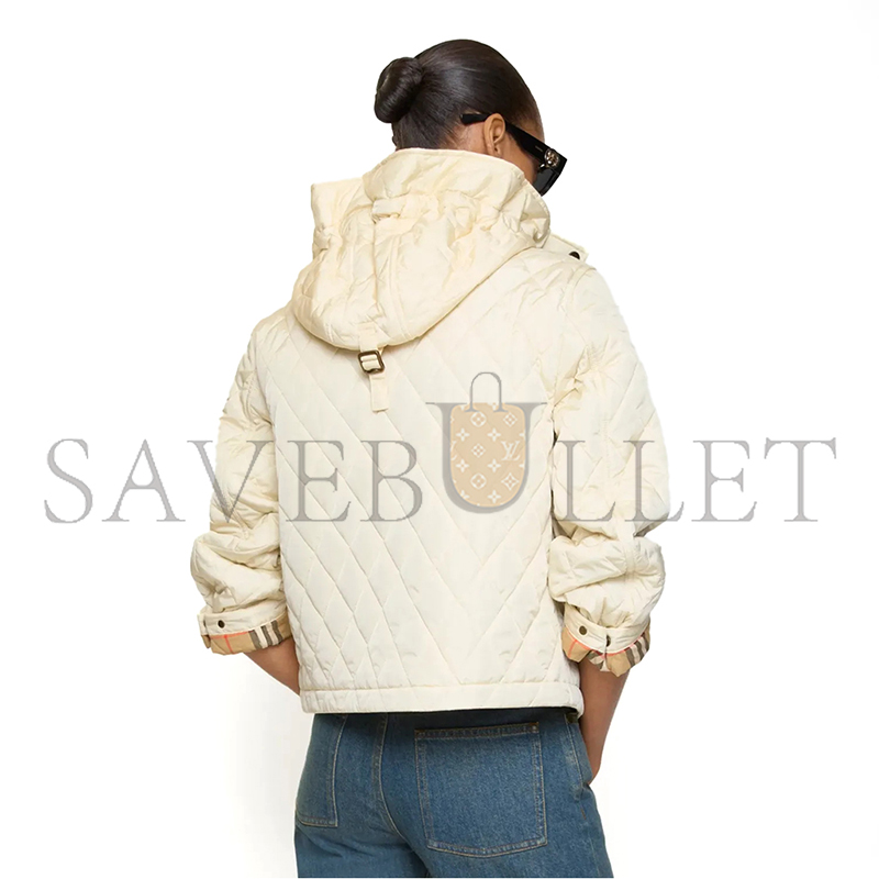 BURBERRY CROPPED NYLON QUILTED JACKET WITH HOOD 81103271